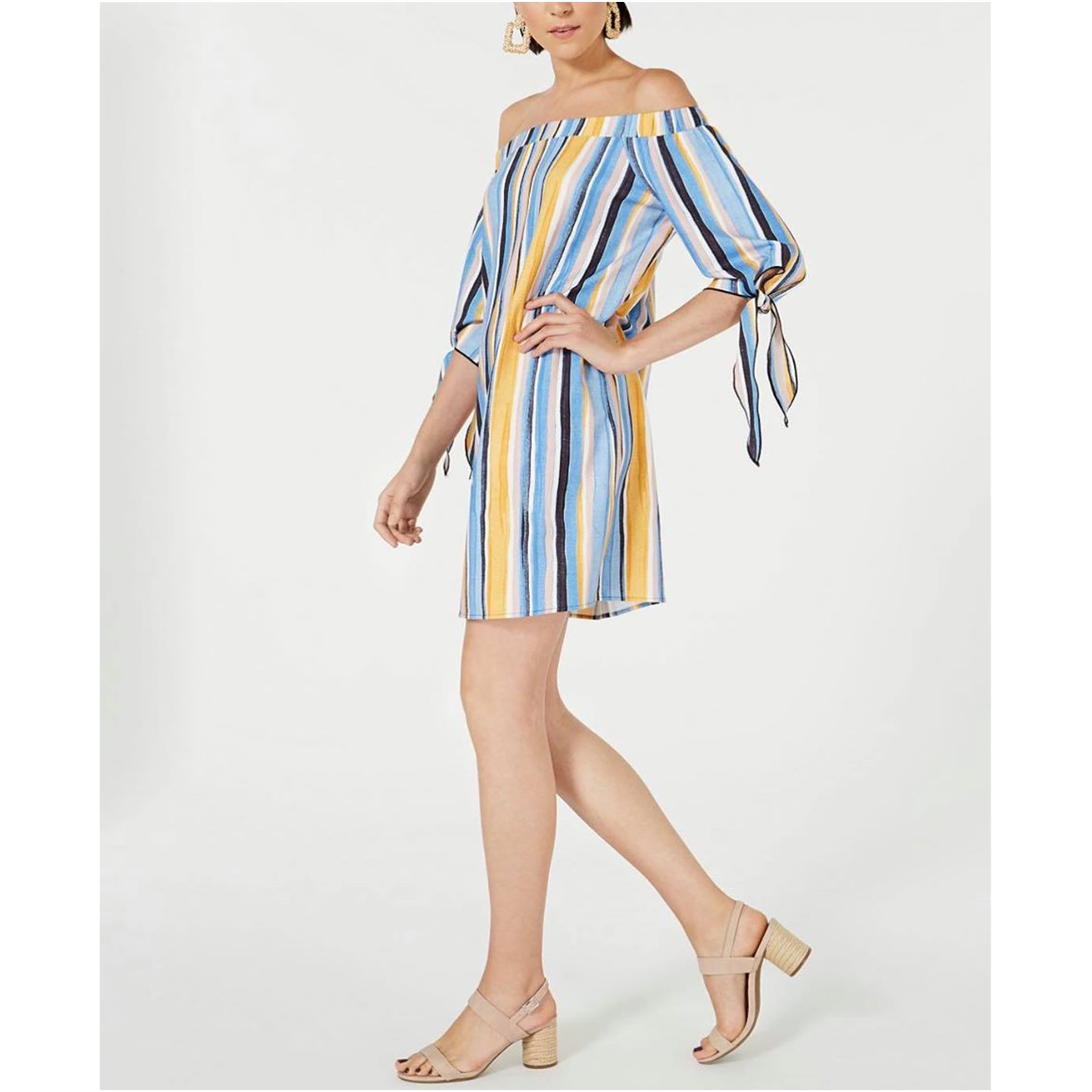 Bar III Off-The-Shoulder Tie-Sleeve Dress - XS