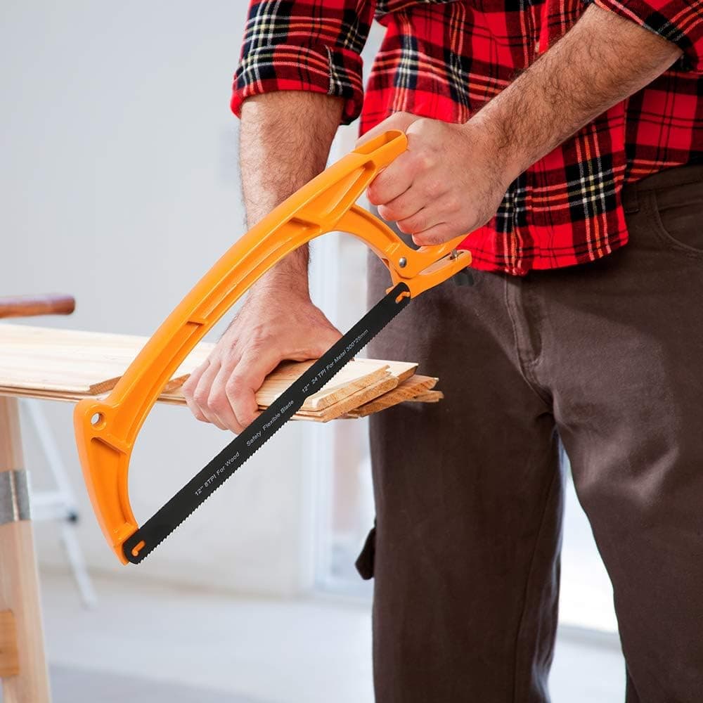 BEETRO Hacksaw Frame Set, 12’’ 10'' hacksaw and 6’’ Mini Hand Saw, Including Six Extra Flexible Blades, Cutting Tool for Metal, Wood, PVC Pipe