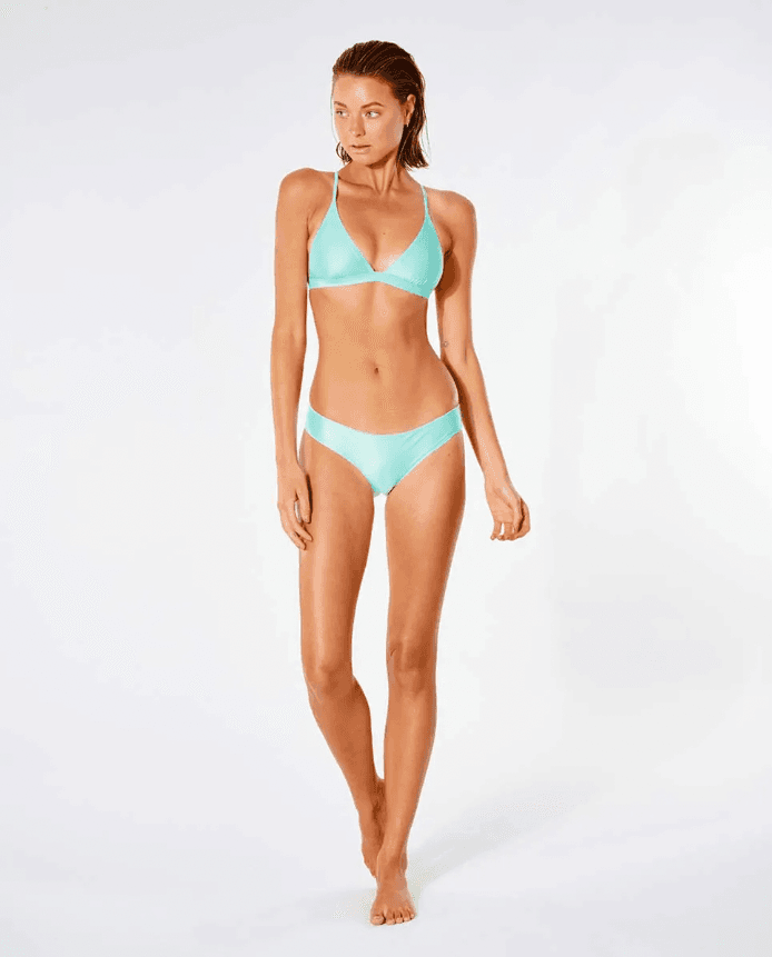 Rip Curl Classic Surf Eco Crossback Tri Bikini TOP & BOTTOM- Light Aqua, Small