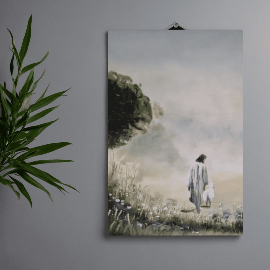 Jesus with Sheep - Canvas Print Vertical
